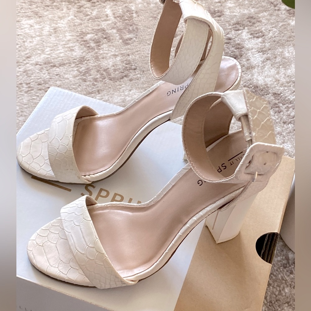 Call It Spring White Snake Print Block Heels - image 3